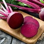 Beet root on a wooden board